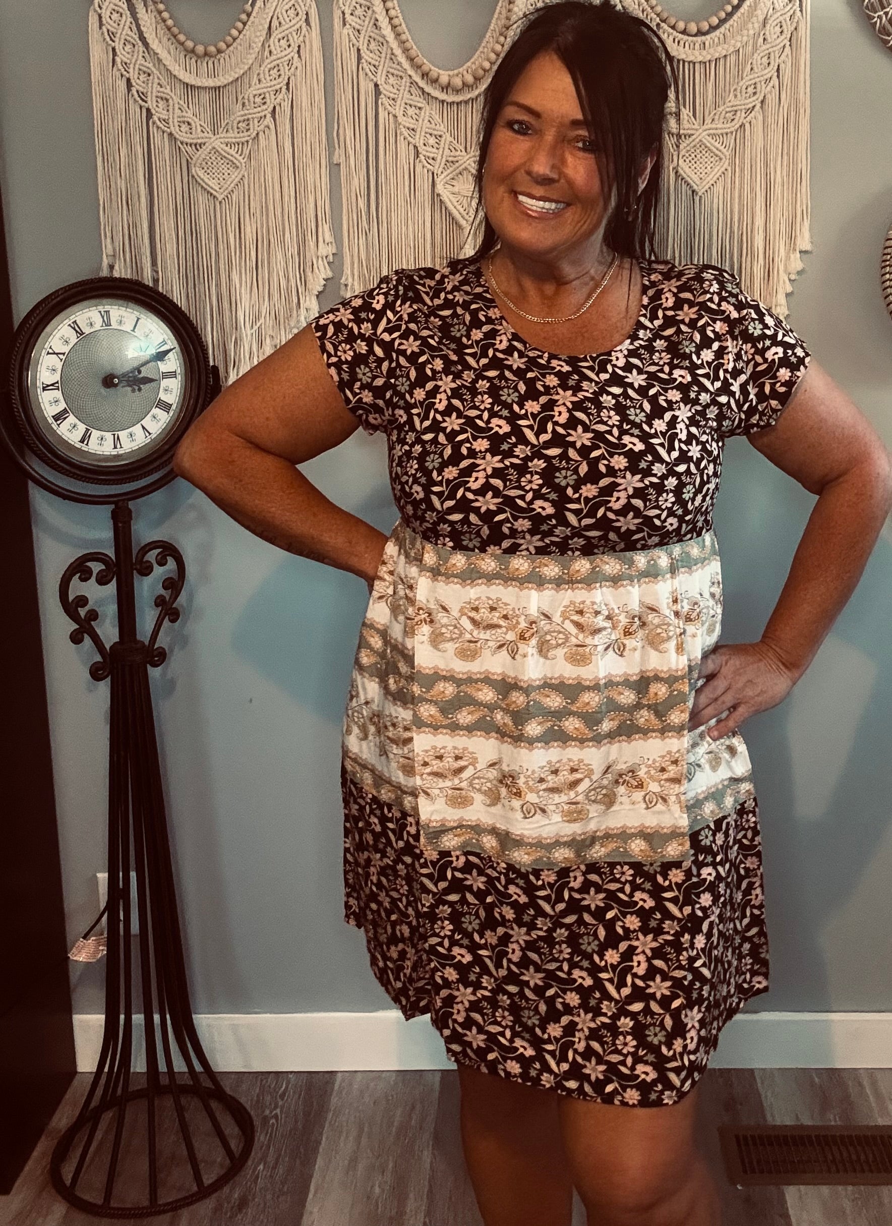 Yak & Yeti Boho Floral Mini Dress with Pockets