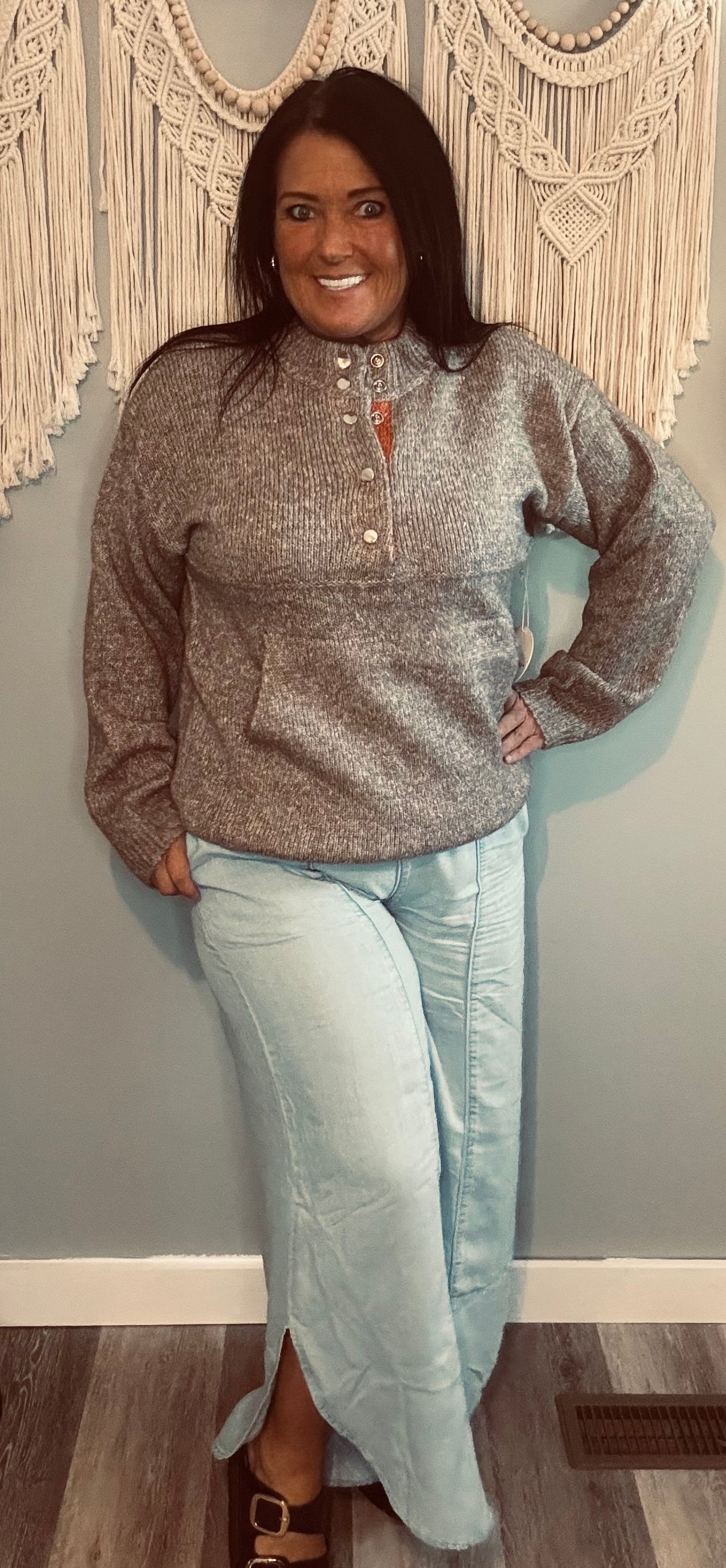 Bailey Rose Snap Button Collar Sweater