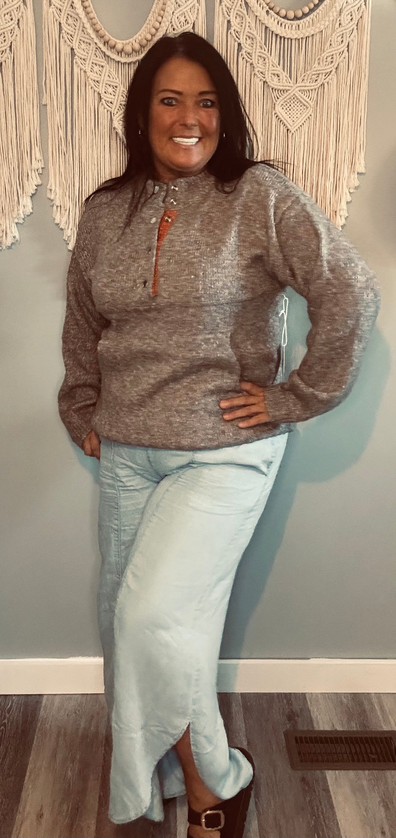 Bailey Rose Snap Button Collar Sweater