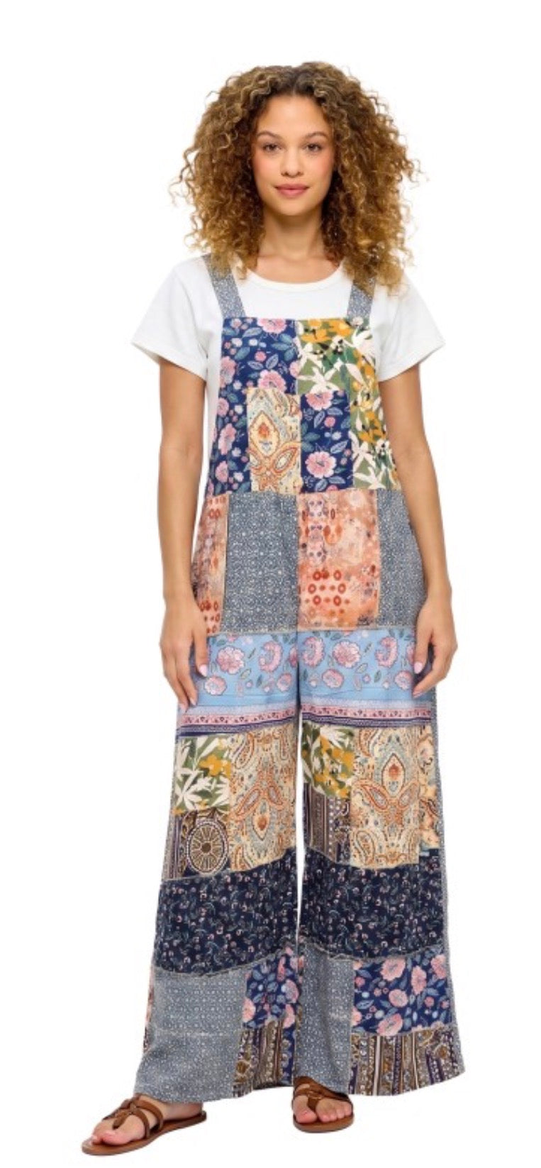 Yak & Yeti Patchwork Wide-Leg Overalls