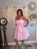 POL Pink Stripe Smocked Tiered Sundress