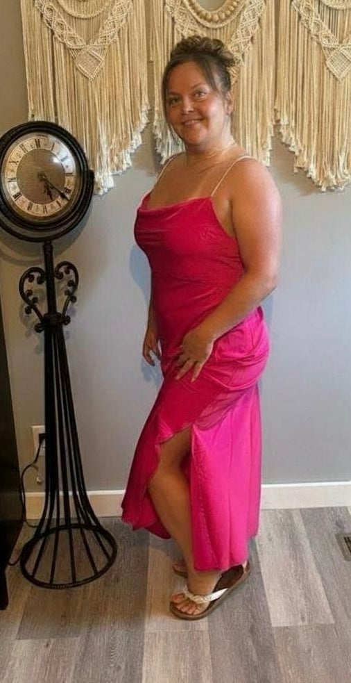 Easel Hot Pink Cowl Neck Maxi Dress