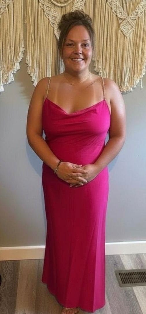 Easel Hot Pink Cowl Neck Maxi Dress