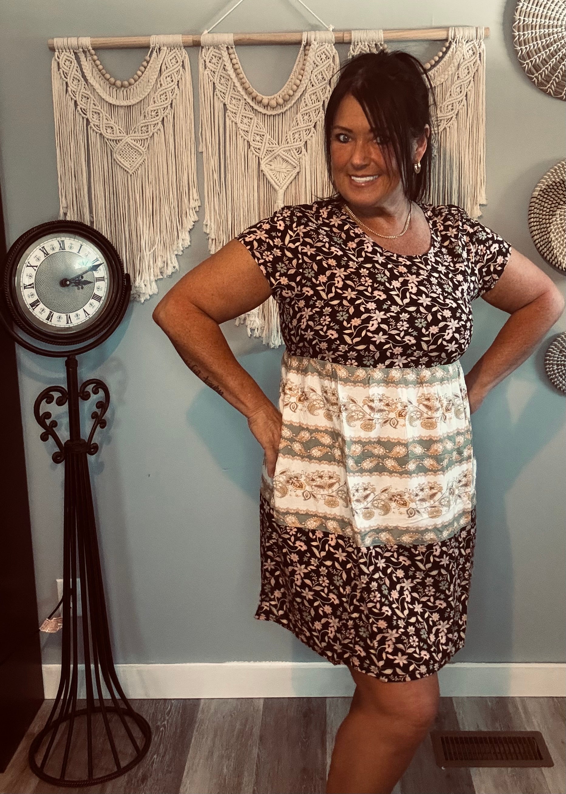 Yak & Yeti Boho Floral Mini Dress with Pockets